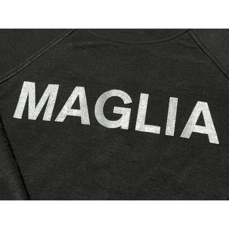 ★新品★ MADE IN ITALY製 MAGLIA 「PER LA NEVE」ロゴプリントリバーシブル裏起毛トレーナー ブラック M～XLサイズ ユニセックス