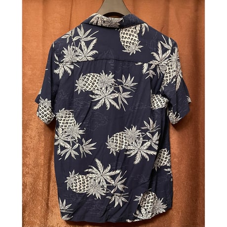 MADE IN HAWAII製 TWO PALMS アロハシャツ ネイビー XSサイズ