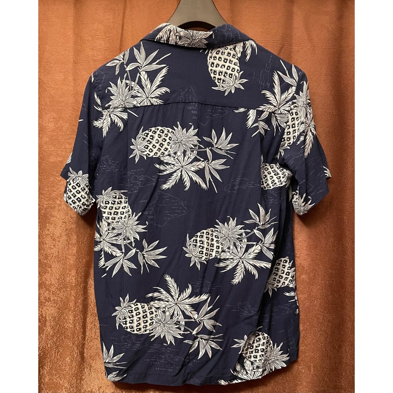 MADE IN HAWAII製 TWO PALMS アロハシャツ ネイビー XSサイズ | U 