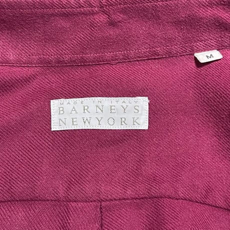 MADE IN ITALY製 BARNEYS NEWYORK 長袖ボタンダウンシャツ エンジ Mサイズ