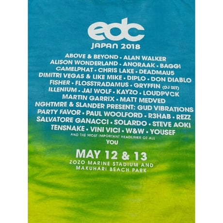 EDC 2018 イベントTシャツ タイダイ染めGILDANボディ マルチカラー Mサイズ