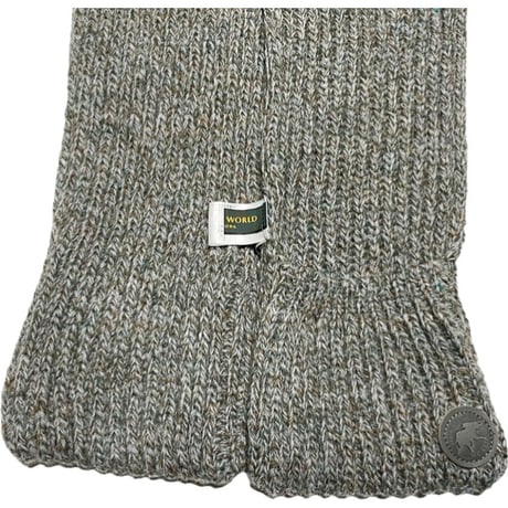 ▲訳あり商品▲ MADE IN ENGLAND製 HUNTING WORLD ブリティッシュウール帽子マフラー手袋セット グレー×グリーン