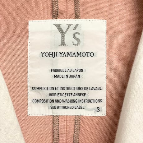 MADE IN JAPAN製 Y's YOHJI YAMAMOTO カポックコットンニットジップテーラードジャケット ピンク 3サイズ
