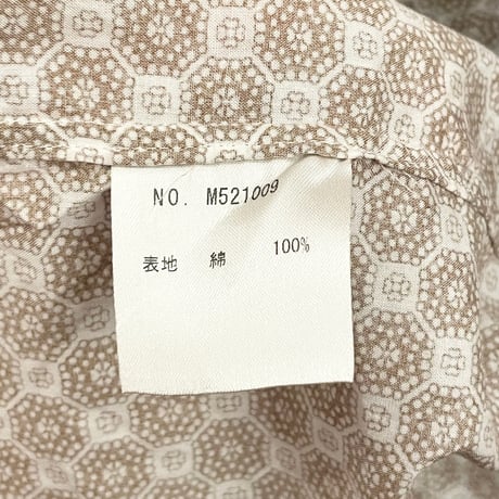 MADE IN JAPAN製 ANGLAIS canclini 1925生地 長袖総柄シャツ ブラウン×ホワイト Lサイズ