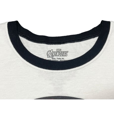 MARVEL AVENGERS Captain America シールドプリントリンガーTシャツ ホワイト XLサイズ