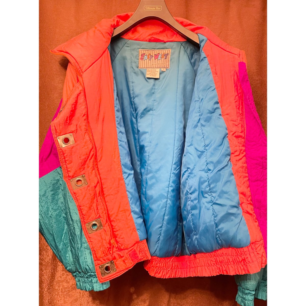80s~90s EAST WEST クレイジーカラーナイロン中綿ジャケット 80s~90s EAST WEST クレイジーカラーナイロン中綿ジャケット