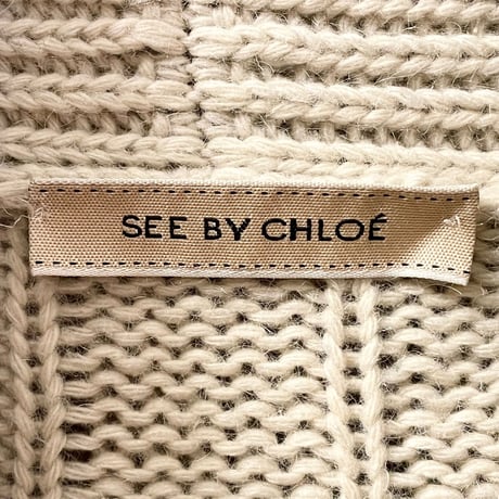 MADE IN ITALY製 SEE BY CHLOĒ ショールカラーケーブルニットカーディガン アイボリー 38サイズ