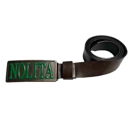 MADE IN ITALY製 NOLITA バックル付き レザーベルト ダークブラウン 40サイズ