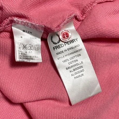 MADE IN ENGLAND製 FRED PERRY 襟ライン半袖鹿の子ポロシャツ ピンク 36サイズ