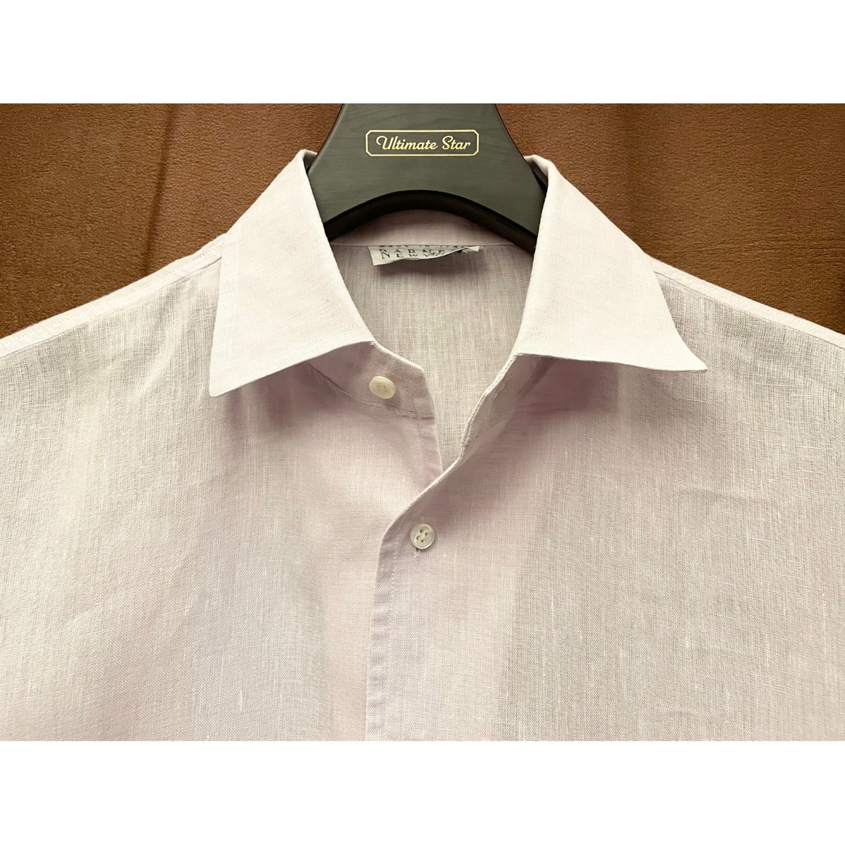 MADE IN ITALY製 BARNEYS NEWYORK 半袖リネンシャツ パープル Mサ