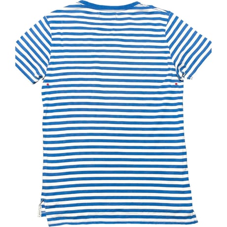 nano universe マリンボーダー柄半袖Tシャツ スカイブルー×ホワイト Mサイズ