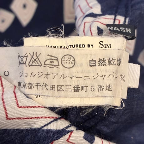 MADE IN ROMANIA製 ARMANI JEANS 長袖アロハシャツ ネイビー Sサイズ