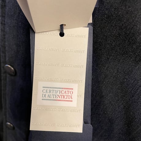 タグ付き ARMANI JEANS ラムレザーコンビスタジアムジャケット チャコールグレー×ブラック 46サイズ