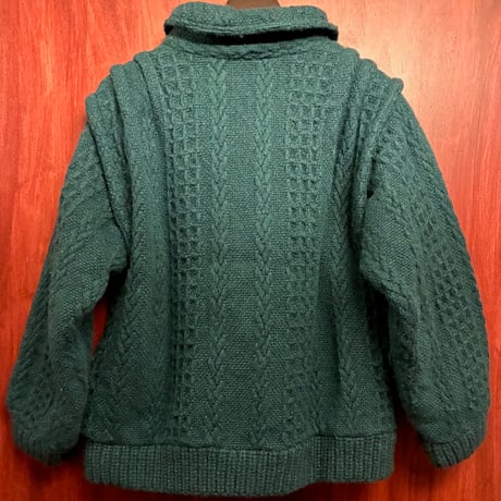 MADE IN IRELAND製 BRANIGAN WEAVERS ウールフルジップニットジャケット グリーン Mサイズ