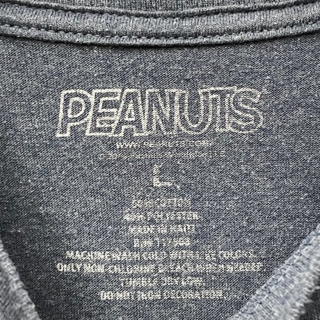 PEANUTS SNOOPY サンタプリントTシャツ ネイビー Lサイズ