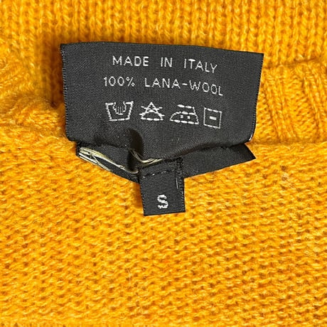 MADE IN ITALY製 air Jumper by SCAGLIONE Vネックウールセーター オレンジ Sサイズ