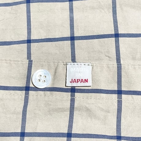 ▲訳あり商品▲【ユナイテッドアローズ取り扱い】MADE IN JAPAN製 steven alan 長袖ブロックチェックシャツ ベージュ Mサイズ
