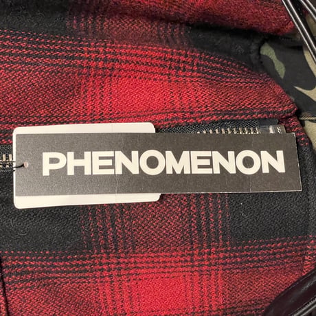 ☆タグ付き新古品☆ 激レア 定価27.5万 MADE IN JAPAN製 PHENOMENON 2022年復刻モデル カウレザーコンビハイブリッドミックスライダースジャケット レッドチェック Lサイズ