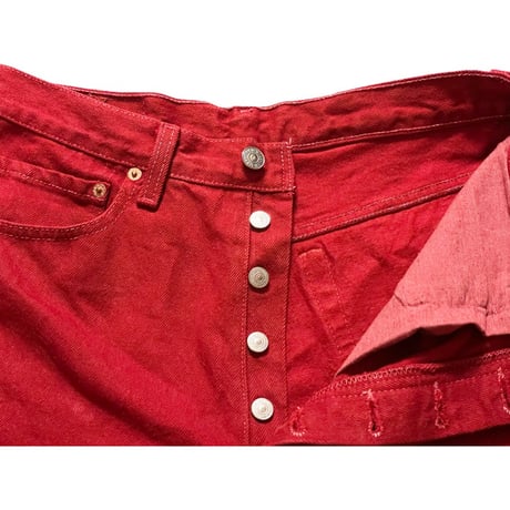MADE IN USA製 LEVI'S 501 カラーデニムハーフパンツ レッド W32-L34サイズ