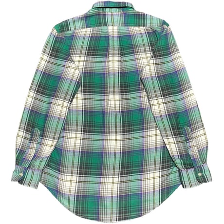RALPH LAUREN CUSTOM FIT 長袖チェック柄シャツ グリーン Mサイズ