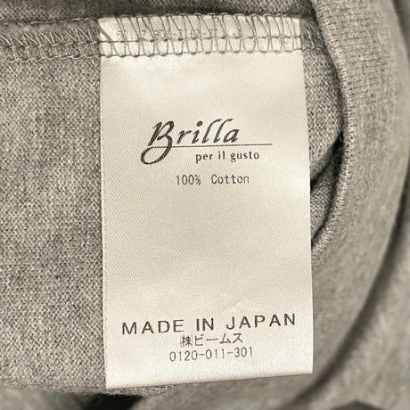 MADE IN JAPAN製 Brilla per il gusto 長袖ヘンリーネックTシャツ グレー Lサイズ