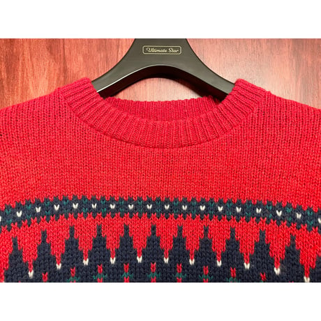 ▲訳あり商品▲ MADE IN USA製 80～90s EMS EASTERN MOUNTAIN SPORTS ウールナイロンクルーネックセーター レッド Lサイズ