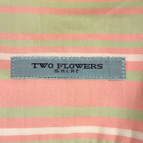 MADE IN ITALY製 TWO FLOWERS ストライプ柄 長袖オックスフォードシャツ ピンク Lサイズ