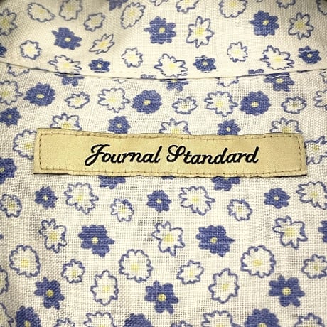 Journal Standard 長袖花柄ボタンダウンリネンシャツ ホワイト Mサイズ