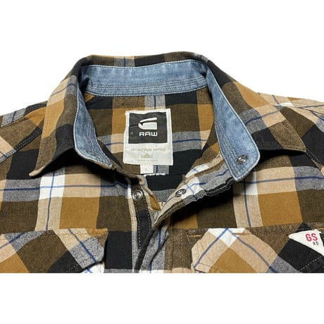 G-STAR RAW 長袖チェックシャツ ブラウン Sサイズ