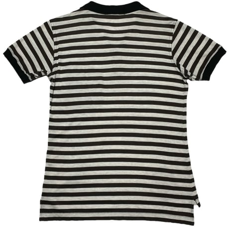 MADE IN FRANCE製 BALENCIAGA ボーダー柄鹿の子ポロシャツ ブラウン×グレー XSサイズ