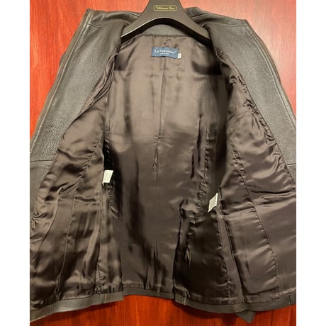 MADE IN ITALY製 Le Verseau VERA PELLE 襟付きレザージャケット ダークブラウン 38サイズ