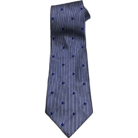 MADE IN ITALY製 GIAN MARCO VENTURI ストライプドット柄シルクネクタイ  ブルー
