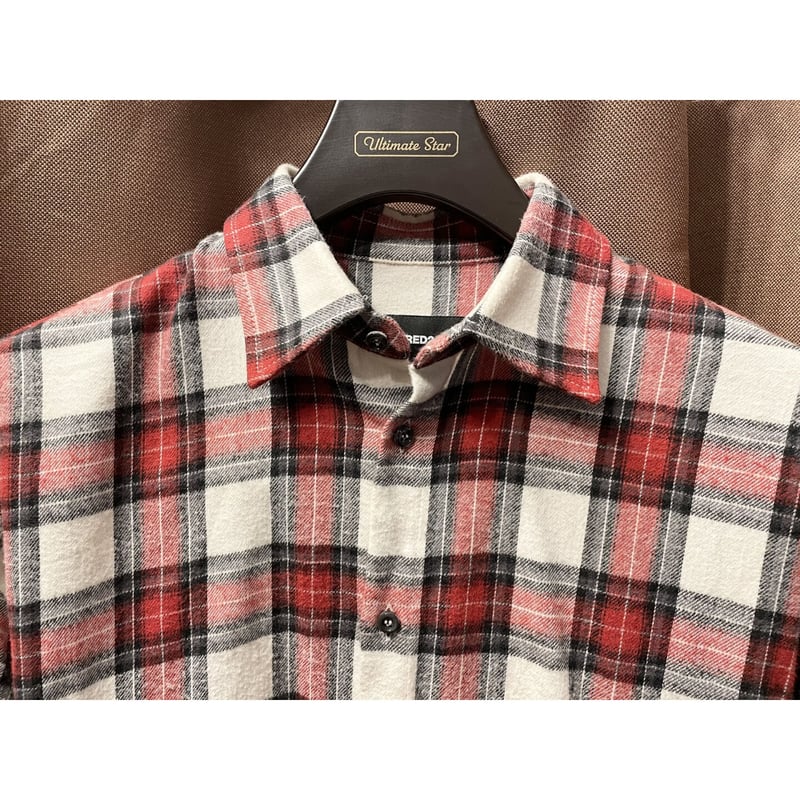 MADE IN ITALY製 DSQUARED2 チェック柄長袖フランネルシャツ レッド 