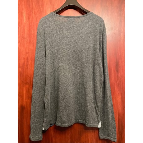 BOSS ORANGE カーディガンデザイン長袖ヘンリーネックTシャツ チャコールグレー Mサイズ