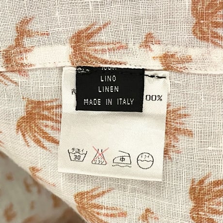 MADE IN ITALY製 BARNEYS NEWYORK 長袖リネンアロハウエスタンシャツ ホワイト 40-15 3/4サイズ