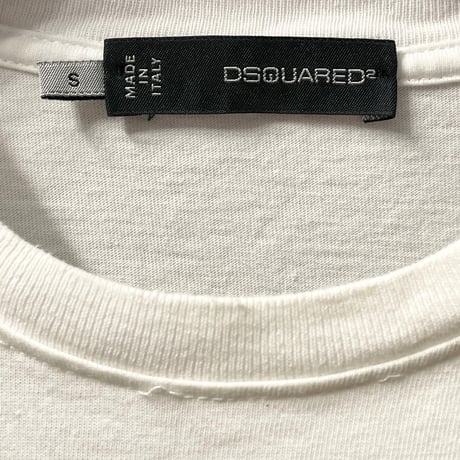 MADE IN ITALY製 DSQUARED2 スカル柄半袖クルーネックTシャツ ホワイト Sサイズ