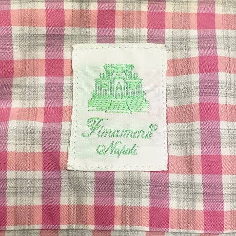 【三越伊勢丹 取り扱い】 MADE IN ITALY製 Finamore ギンガムチェック柄長袖シャツ ピンク 38-15サイズ