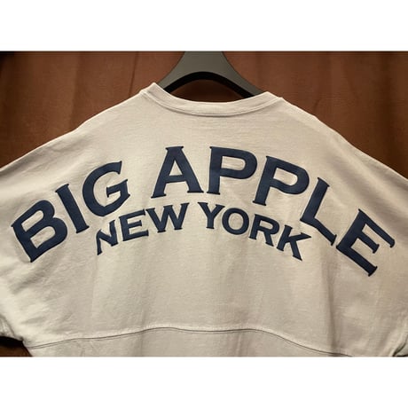 ▲訳あり商品▲ MADE IN USA製 SPIRIT JERSEY 「BIG APPLE NEW YORK」 バックプリントオーバーサイズTシャツ ライトグレー Mサイズ