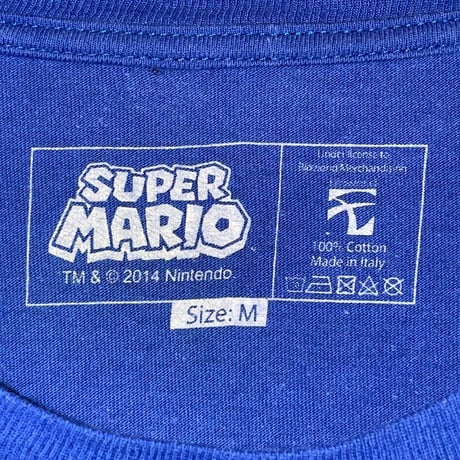 レア MADE IN ITALY製 Nintendo SUPER MARIO プリントTシャツ ブルー Mサイズ