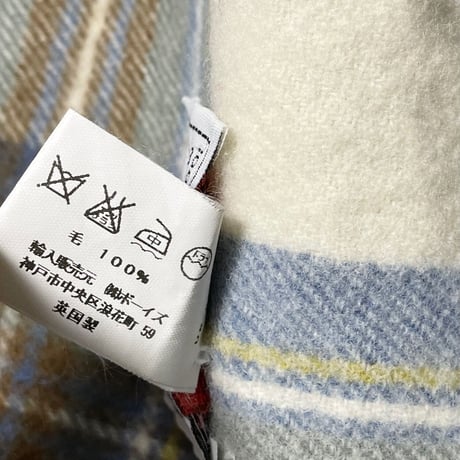MADE IN ENGLAND製 Glen Lossie 大判チェック柄ウールマフラー マルチカラー