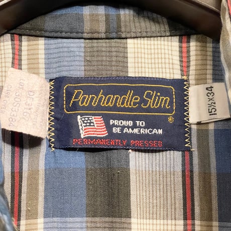 MADE IN USA製 80s～90s Panhandle Slim チェック柄長袖ウエスタンシャツ マルチカラー 15 1/2×34サイズ