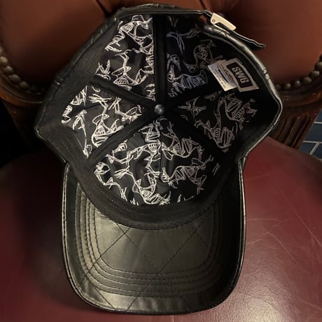激レア MADE IN JAPAN製 SWAGGER SHEEP LEATHER 羊革 本革レザーキルティングキャップ ブラック Fサイズ