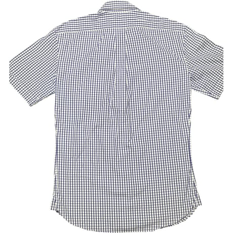 ▲訳あり商品▲ MADE IN ITALY製 ALEXANDER McQUEEN 半袖ギンガムチェックシャツ ブルー 48サイズ