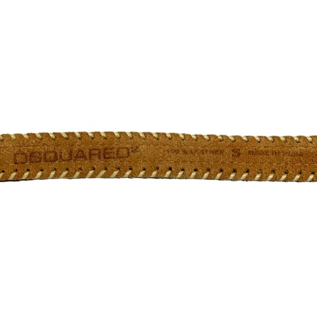MADE IN ITALY製 DSQUARED2 ネイティブ柄 ビーズ装飾 レザーベルト ベージュ Sサイズ