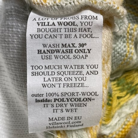 MADE IN EU製 VILLA WOOL ウールニット帽 グリーン×イエロー