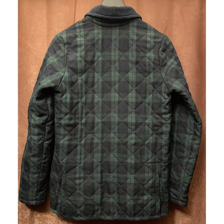 MADE IN ENGLAND製 LAVENHAM チェック柄キルティングジャケット グリーン×ネイビー 36/48サイズ