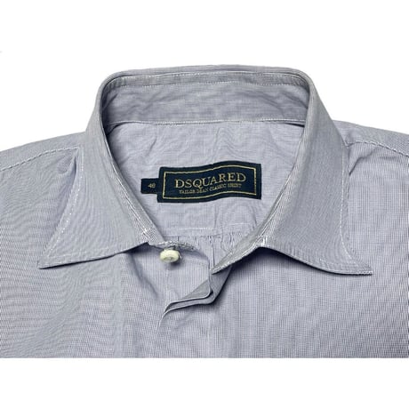 ▲訳あり商品▲ MADE IN ITALY製 DSQUARED2 比翼仕立てコットン長袖ドレスシャツ ブルー 48サイズ