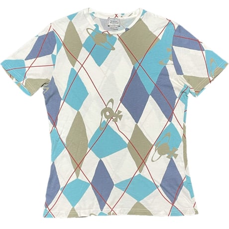 MADE IN PORTUGAL製 Vivienne Westwood MAN アーガイル柄半袖Tシャツ ホワイト Mサイズ