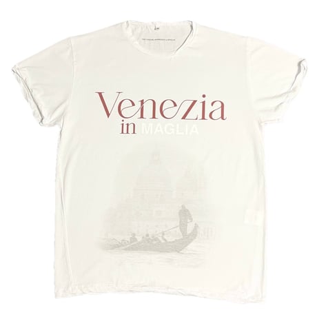 ★新品★ MADE IN ITALY製 MAGLIA 2025年AWモデル 「Venezia in MAGLIA」 イタリア都市 プリント クルーネックTシャツ ホワイト×ボルドー M～XLサイズ