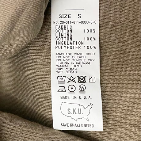 MADE IN USA製 SAVE KHAKI UNITED コットンシャツジャケット ブラウン Sサイズ